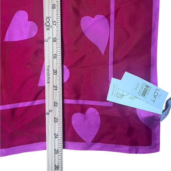 Silk Heart Print Scarf Pink Red Square Valentines Love Gift Idea New With Tags - Picture 8 of 9